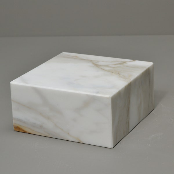 White Marble 6Wx6Dx3H Calacatta Gold Base Sculptures, Base art Display, Sculpture Dislpay, Art Base, Figurine Base