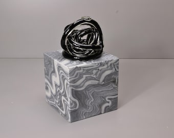 6Wx6Dx6H Green and White Marble Base, Art Display, Sculpture Display, Art Base, Figurine Base