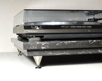 Brown Engineered Stone Turntable Isolation Platform, Dual Layer w/ Spikes, Audiophile Base