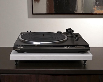 White Carrara Marble Turntable Platform: High-End Audio Isolation Base 18x16