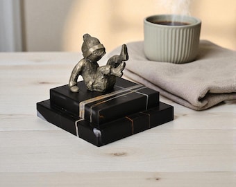 Black Marble Sculpture Base: Saint Laurent Art Display Platform