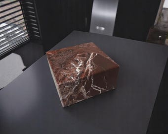 Red Marble Sculpture Display Stand: Art Gallery Decor (6Wx6Dx3H)