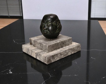Travertine Sculpture Base: Modern Art Display Platform (7x7x2.5)