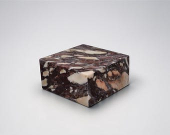 DizzyStone Architectural Series Breccia Viola Marble Display Base for Sculpture & Decor (6x6x3)