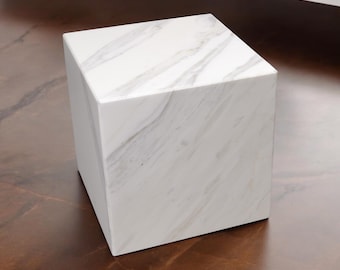 White Sculpture Base 10x10x10, Art Display Base, Sculpture Display, Calacatta Gold Marble, Modern Platform