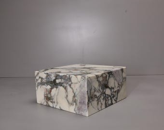 Calacatta Viola Marble Display Base: Sculpture Art Plinth (8Wx8Dx4H)