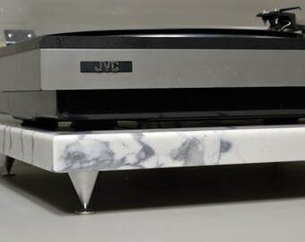 18x17.75x1.25 Calacatta Luna Turntable Stand, White Turntable Stand, Turntable Shelf, Turntable Table, Turnteble Platform