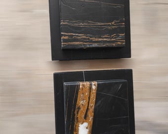 Black Marble Saint Laurent Sculpture Base: Modern Art Display Platform