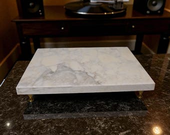 Luxury White Marble Isolation Platform for Turntables & Hi-Fi Systems High-Fidelity Audio Stand