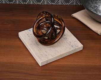 Silver Travertine Sculpture Base - 6x6x0.75 Art Display