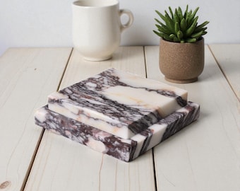 Calacatta Viola Marble Base: Modern Art Sculpture Display (6x6x1.5)