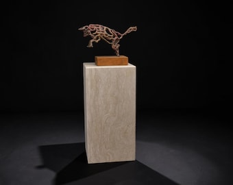 Travertine Art Base – Architectural Series A | 10x10x20 Sculpture Pedestal | Natural Stone Display Plinth | DizzyStone