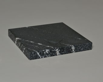 Granite Sculpture Base ,6x6x0.75 Black Lava Graniter Base, Art Display, Sculpture Display, Black with White vein Display