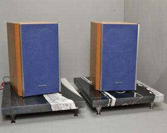 Set of 2 14"x12"x1.25" Black Zebra Polish Vibration Control Platforms Speaker Stand Granite
