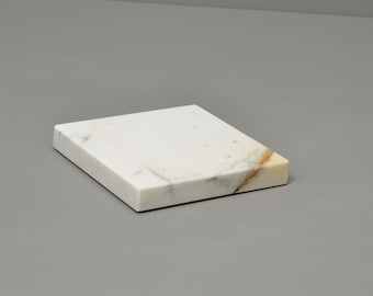 5x5x0.75 Square Calacatta  Marble Base Sculptures, Art Display, Sculpture Display, Base Sculptures, White Base
