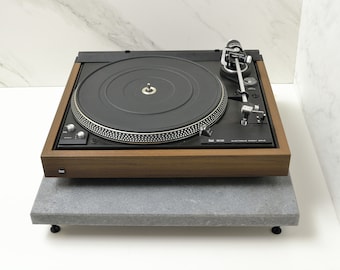 Rugged Concrete 18x18 Turntable Stand,Gray Caesarstone Turntable Stand, Turntable Shelf, Turntable Table, Turnteble Platform