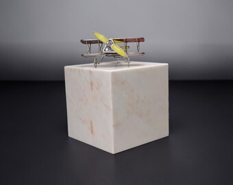 Calacatta Marble Pedestal, 10x10x10 Honed Stone Display Plinth | Architectural Series Quiet Form