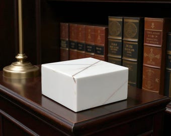 White Marble Sculpture Display Base – 6"x6"x3" | Art Pedestal with Subtle Purple Veining | Stone Plinth for Sculpture or Decor