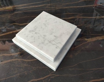 White Calacatta  Marble Base Sculptures,6x6x1.5 Base art Display, Sculpture Dislpay, Calacatta Marble, Modern Platform
