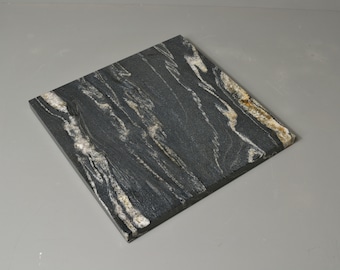 Black Granite Sculpture Base, Honed Finish, White Vein Display (12x12x0.75)
