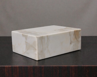 8Wx6Dx3H Calacatta Gold Marble Display Base  Square Stone Sculpture Stand