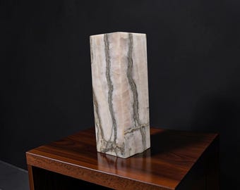 Natural Onyx Stone Marble Night Lamp, 6x6x18 | Ambient Light for Bedroom & Living Room