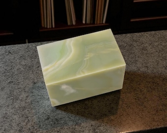 Green Onyx Sculpture Display Base: Honed Finish Art Plinth (6x6x10, 16lb)