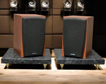 Set of 2  11"x11"x1.25" Speaker Granite  Stand,Green Granite Platform, Speaker Display,  Speaker Platform with Spikes