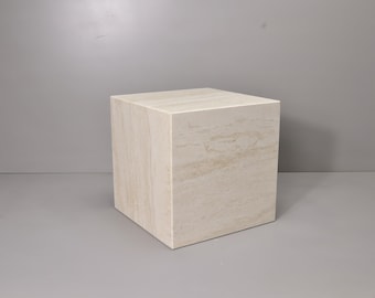Travertine Sculpture Display Base: Modern Art Platform (10x10x10)