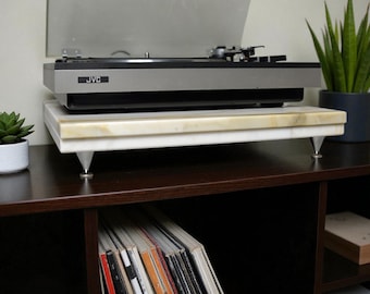 Calacatta Marble Turntable Platform with Silver Spikes (18x18x1.5)