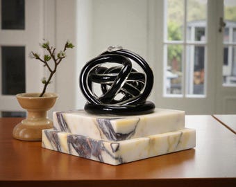 Calacatta Viola Marble Base: Modern Art Sculpture Display (7x7x2.5)