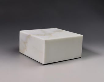 Calacatta Gold Marble Plinth – 6x6x3 Honed Sculpture Base | Architectural Series Quiet Form