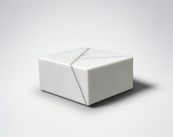 White Marble Sculpture Base Art Display Pedestal, Purple Veining DizzyStone Architectural Series