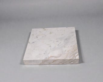 White Honed Marble Display Base – 14x14x2 Square Stone Pedestal | Architectural Series Quiet Form
