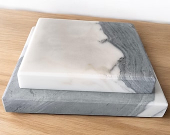 Green Marble Art Display Base: Calacatta Modern Platform (6x6x1.5)