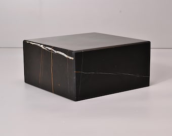 6Wx6Dx3H Saint Laurent Black Marble Base, Art Display, Sculpture Display, Art Base, Figurine Base