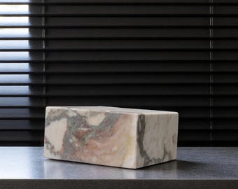 Calacatta Viola Marble Sculpture Base: Honed Finish Art Display, 6x6x3