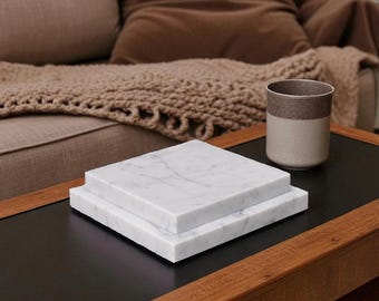 White Carrara Marble Display Base: Sculpture Art Platform, 7x7x1.5
