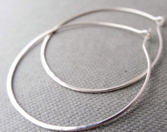 Silver hoop earrings, gifts for women, sterling silver, birthday gifts for her, everyday hoops, thin silver hoops, thin hammered hoops