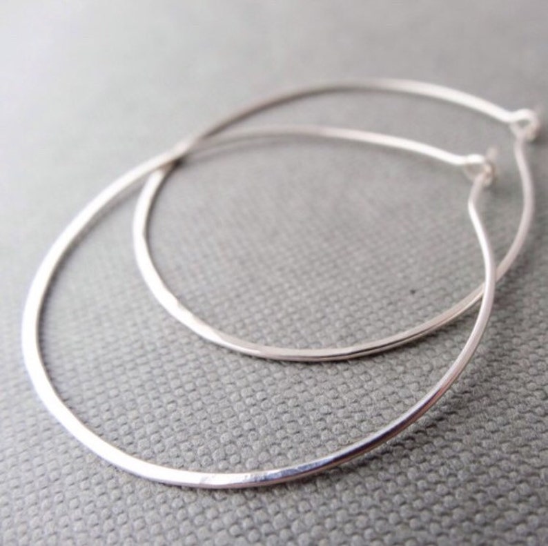 Solid Sterling Silver hoop earrings, lightweight silver hoops, comfortable silver hoops, everyday hoop earrings, handmade silver hoops image 1