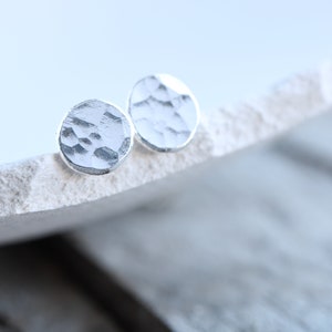 Hammered silver stud earrings, handmade stud earrings sterling silver, made from recycled silver, minimalist stud earrings