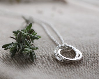 Sterling silver necklace for women, silver ring necklace, Hammered silver pendant, matching jewellery set, minimal necklace gift for woman