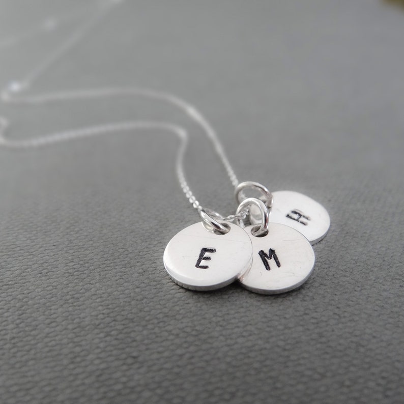 Silver initial necklace letter necklace everyday necklace for women sterling silver initial necklace silver disc necklace