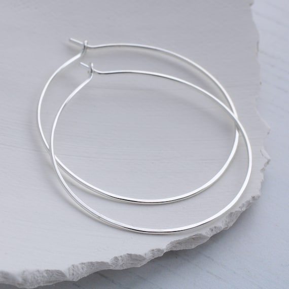 Sterling Silver hoop earrings, hammered hoops, silver hoop earrings for women, delicate hoop earrings, medium hoop earrings