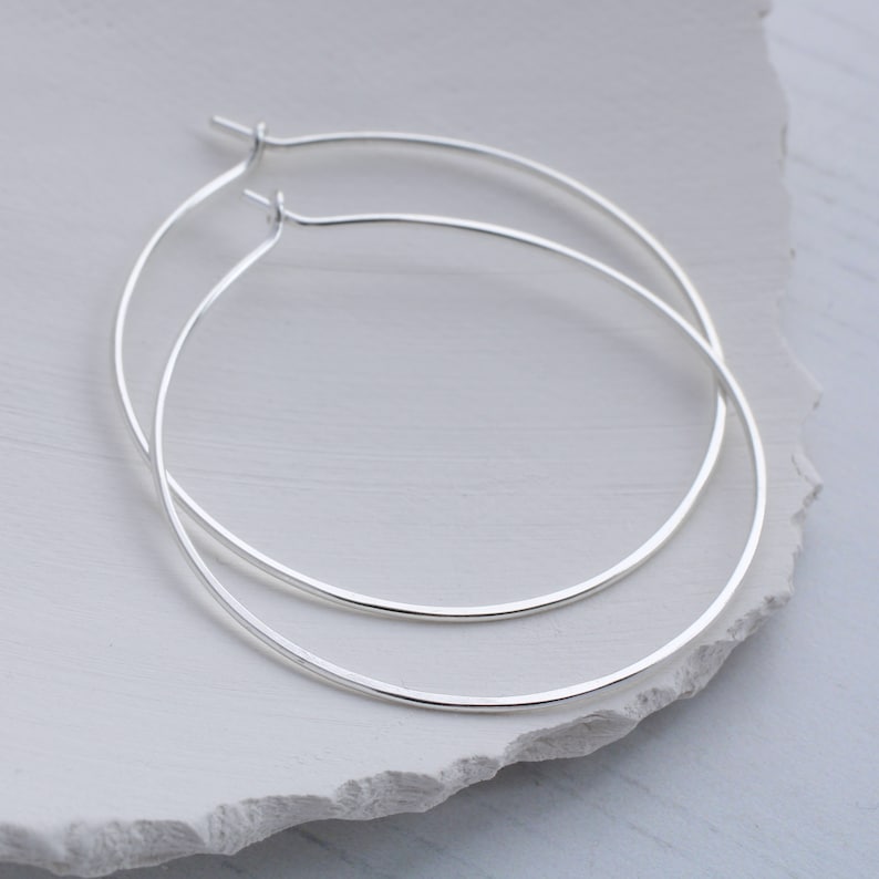 Solid Sterling Silver hoop earrings, lightweight silver hoops, comfortable silver hoops, everyday hoop earrings, handmade silver hoops image 2