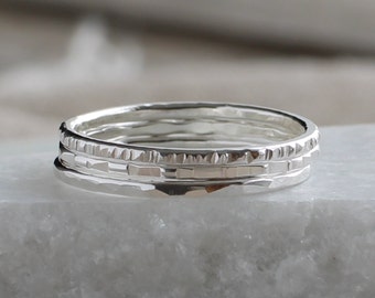 Stacking ring silver hammered ring, thin stacking sterling silver ring, dainty handmade ring for women