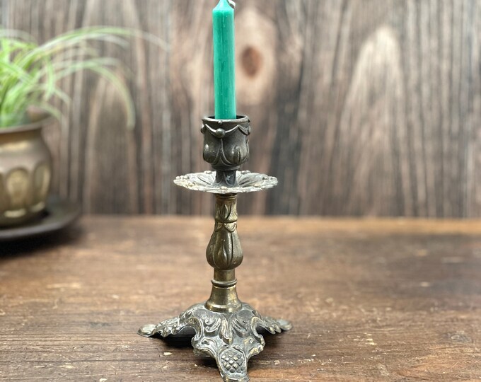 Vintage Brass Ornate Candlestick, Goth Wedding Decor, Baroque Style ...
