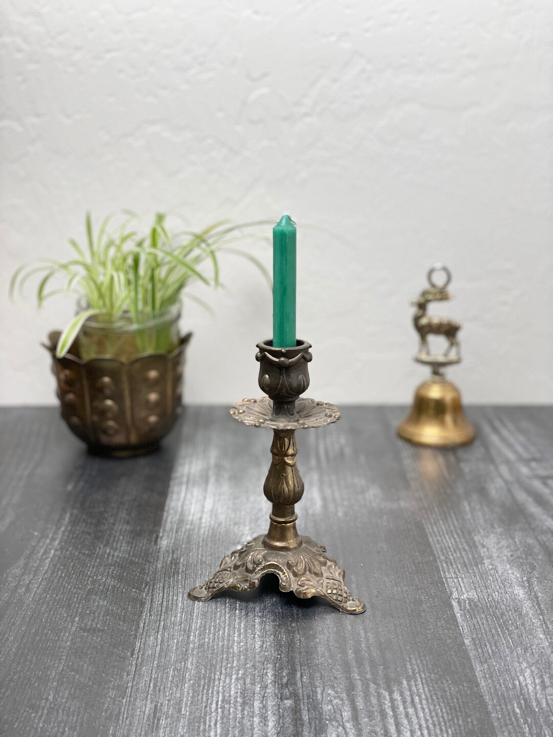 Vintage Brass Ornate Candlestick, Goth Wedding Decor, Baroque Style ...