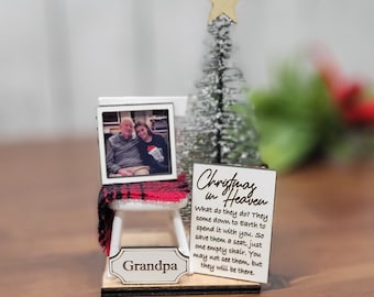 Christmas in Heaven Chair memorial Ornament Keepsake personalized with Name and Photo