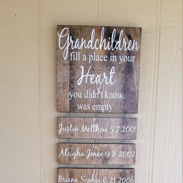 NAME PLAQUES ONLY!!!! Grandchildren Fill A Place In Your Heart You Never Knew Was Empty sign